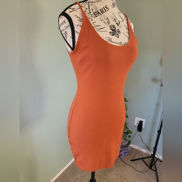 Spaghetti strap dress in small.. burnt orange.  Made by Iris - Picture 4 of 8